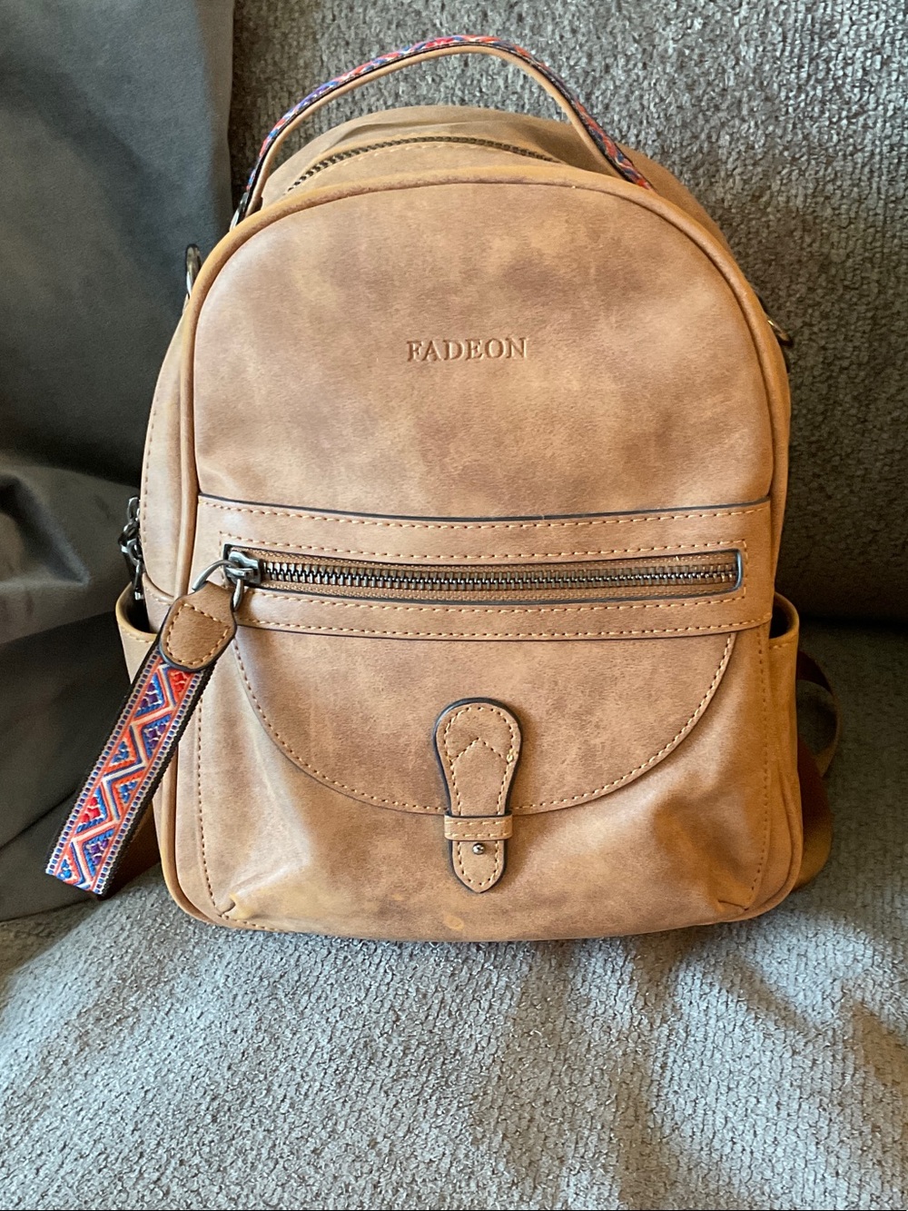 Fadeon Tan Leatherette Men's Backpack - Casual Everyday Bag